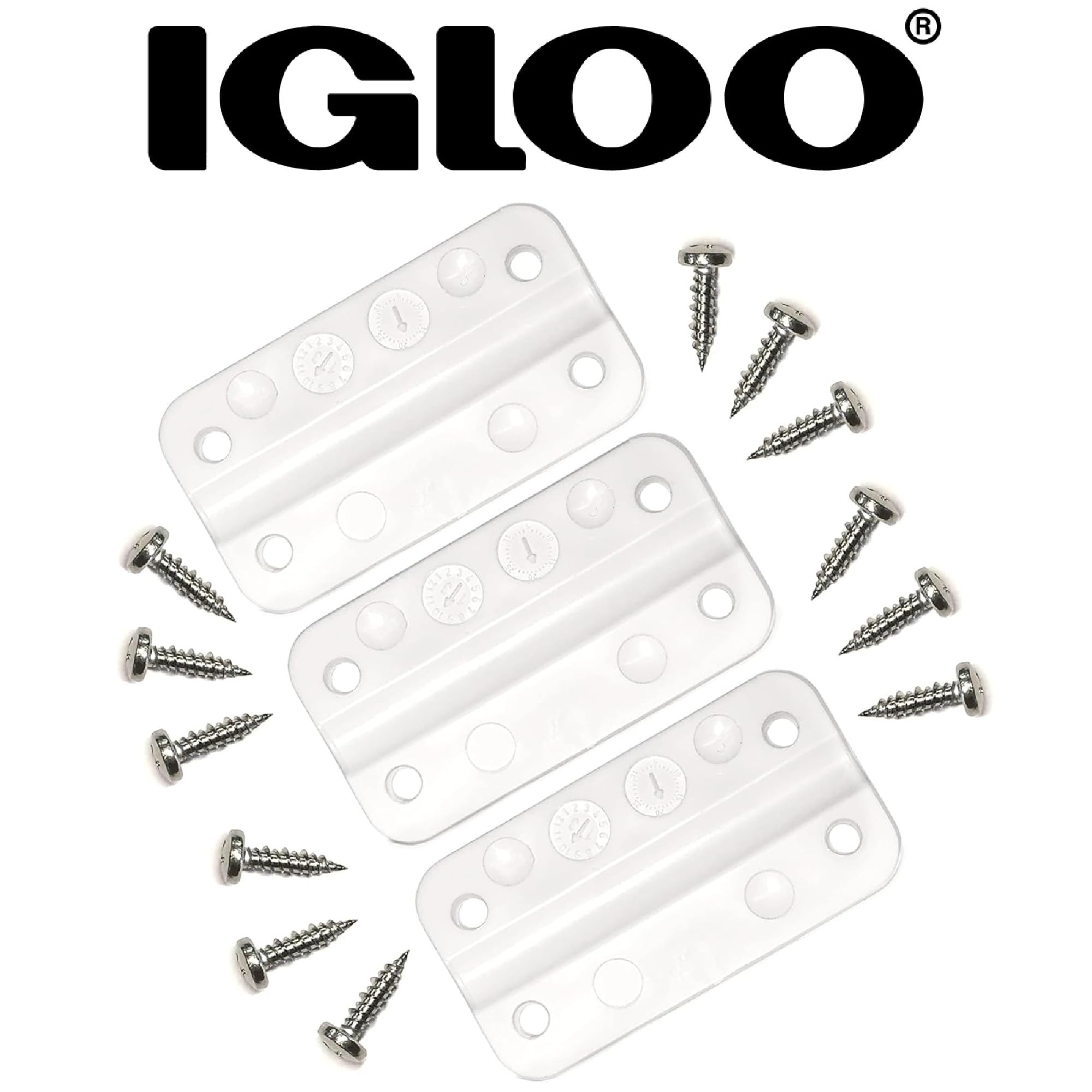 Igloo Cooler Plastic Hinges For Ice Chests (Set Of 3), White, Standard Size, Contain Uv Inhibitors