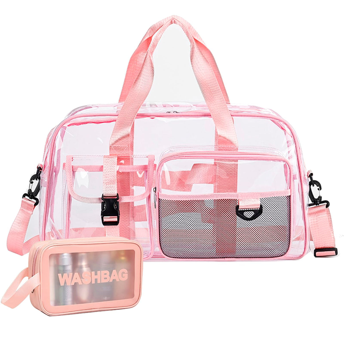 Small Gym Bag For Women, Travel Duffle Bag Carry On Weekender Bag With Shoe Compartment, ClearPink, 11*19.6*8.2 Inches, Gym Bag