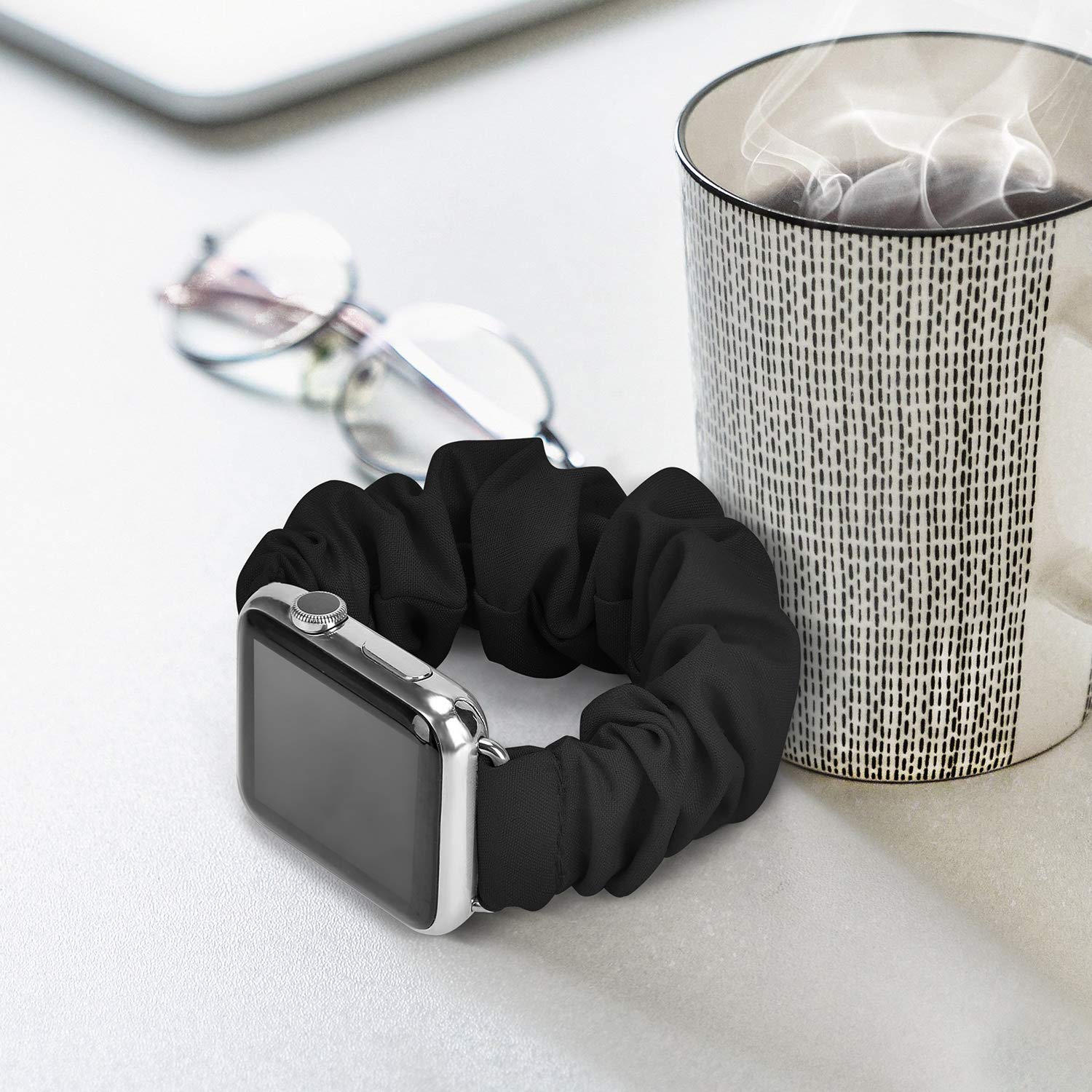 Meulot Scrunchie Watch Bands For Women Compatible With Apple Watch Bands Series 4 3 6 5 2 1 Se, Soft Elastic Replacement Wristba