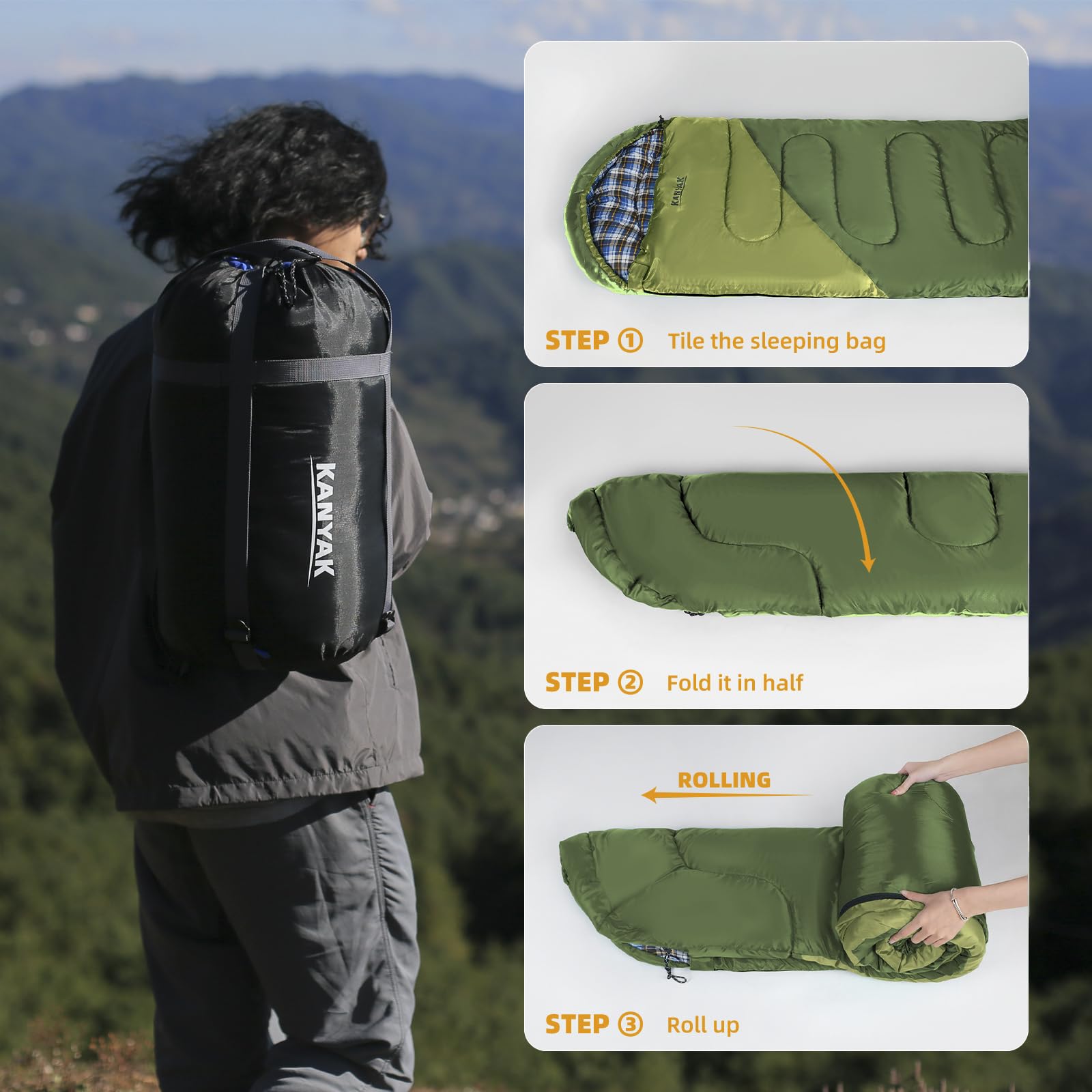 Sleeping Bags For Adults Backpacking Lightweight Waterproof Cold Weather Sleeping Bag For Girls Boys Mens For Warm Camping Hikin