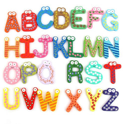Shoro Colorful Wooden AZ Alphabet Letters Fridge Magnets Magnetic Stickers Learning And Educational Toy For Kids(Set Of 26)