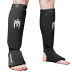 Meister Mma Elastic Cloth Shin & Instep Padded Guards (Pair) - Black - Youth/X-Small
