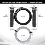 Synergee Jet Black Speed Jump Rope - (2) Adjustable 10 Ft Cable - Steel Ball Bearings - For Crossfit, Mma, Boxing & Fitness, Ant