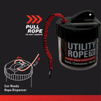 Rapid Rope Canister 70Ft Red Flat Tactical Paracord, Made In Usa, 1100Lb Tested Heavy Duty Poly Rope Test Cord, Non-Tangle Dispe