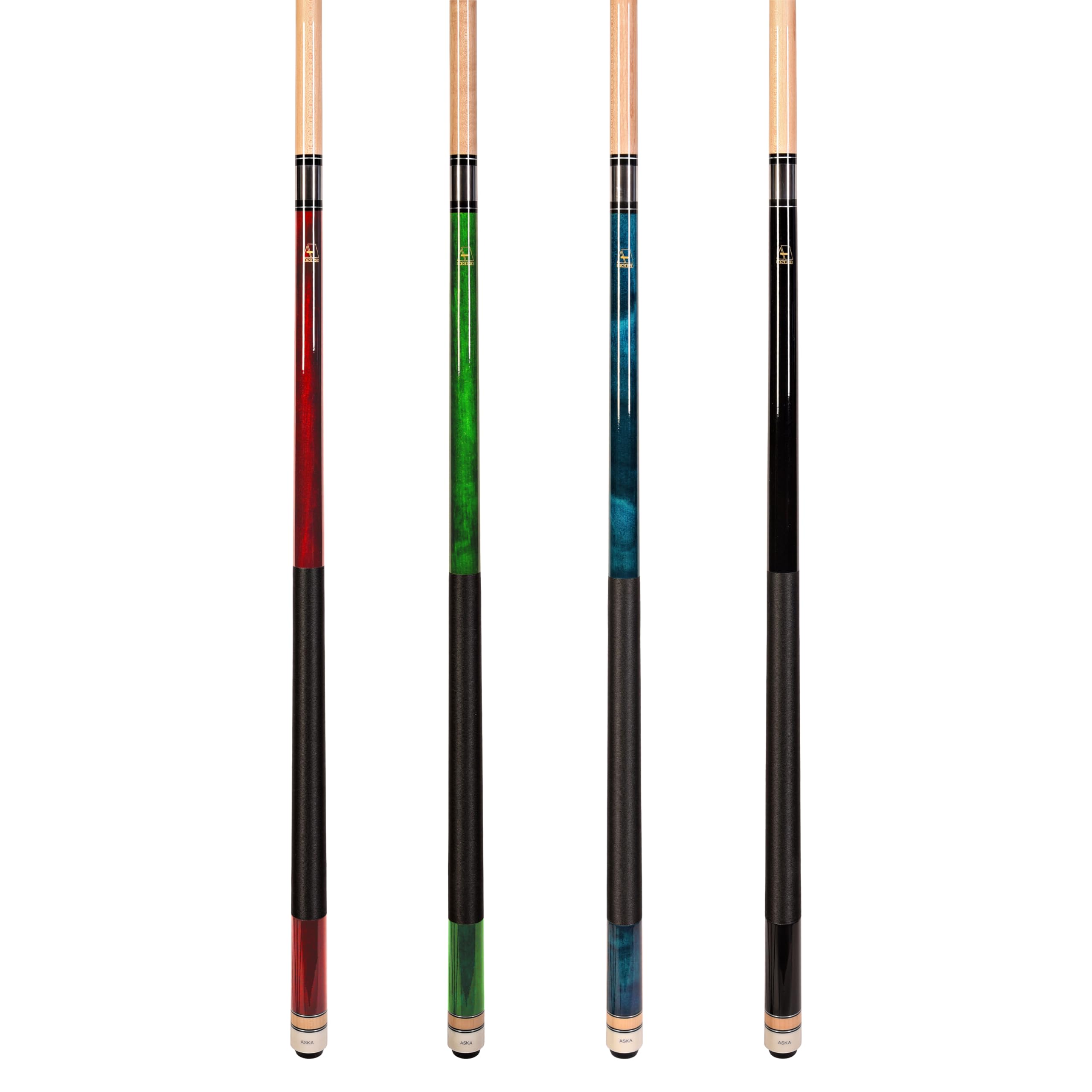 Set Of Aska L2 Billiard Pool Cue Sticks, 58'' Hard Rock Canadian Maple, 5/16X18 Joint, 13Mm Hard Tip, Mixed Weights (Set Of 4 St
