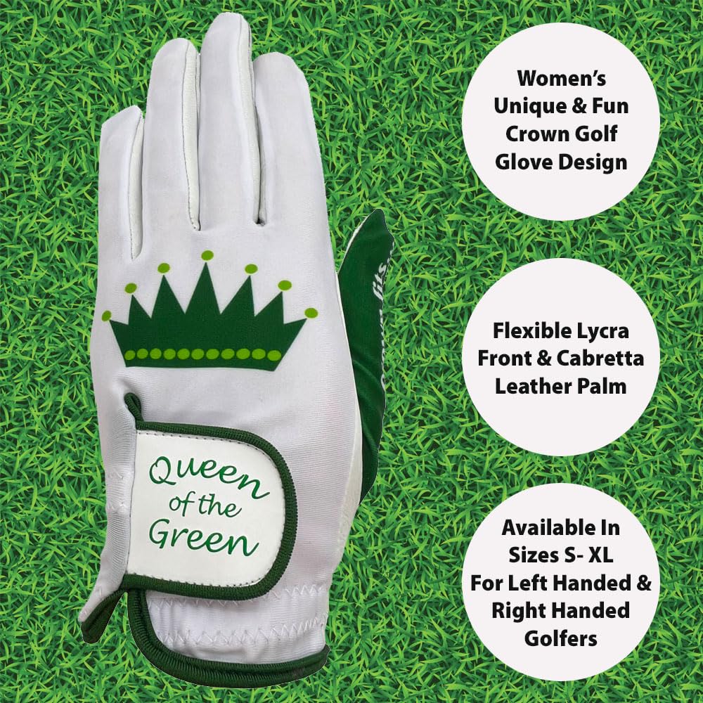 Giggle Golf Women 'S Golf Glove (Medium, Worn On Right Hand, Queen Of The Green (New))