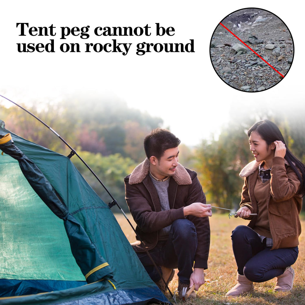 20 Pack Tent Pegs, 7 Metal Tent Stakes Pegs With Hook, Tent Garden Stakes For Camping, Canopy, Outdoor Decoration