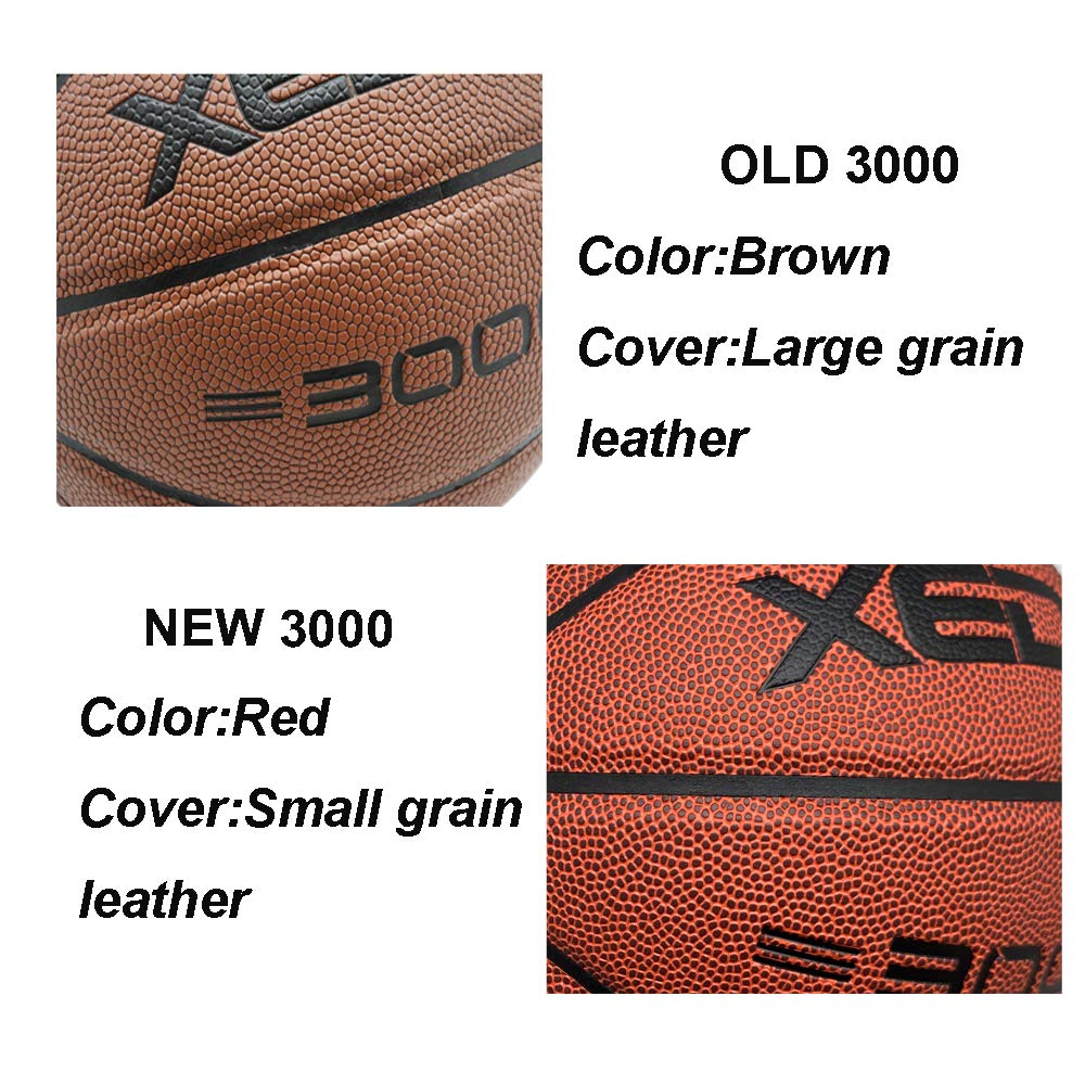 Xedge Basketball Size 5/6/7 Composite Leather Street Basketball Indoor Outdoor Game Ball With Needle,Pump And Carry Bag (Red-300