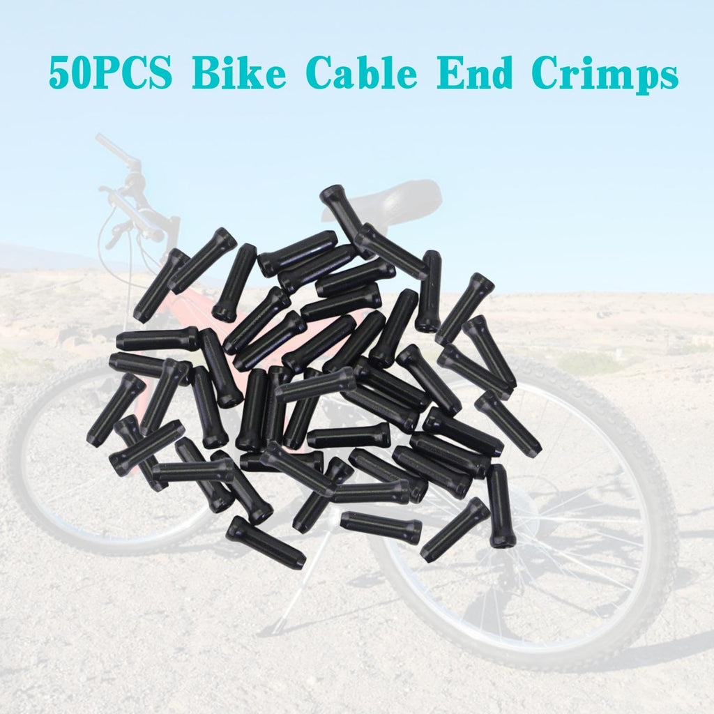 Bike Cable End Caps, Black Cable End Crimps, Bike Brake Cable End Tips For Road Mountain Bicycle, Pack Of 50