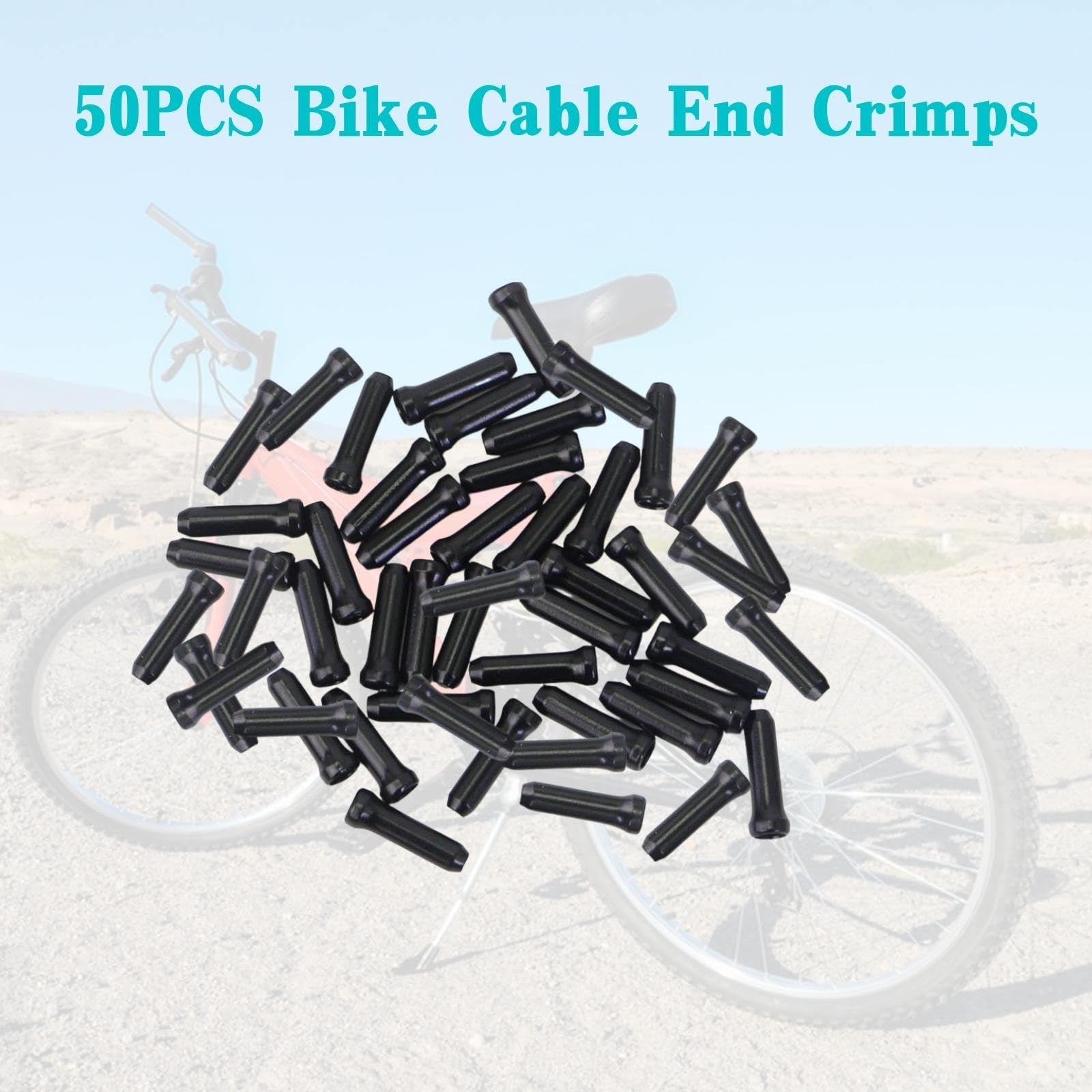 Bike Cable End Caps, Black Cable End Crimps, Bike Brake Cable End Tips For Road Mountain Bicycle, Pack Of 50