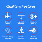 Dribbl 3-Wheel Kids Scooter - Lean-to-Steer Technology, Adjustable Height Handlebar, Anti-Slip Deck, Scooter for Boys & Girls Ag