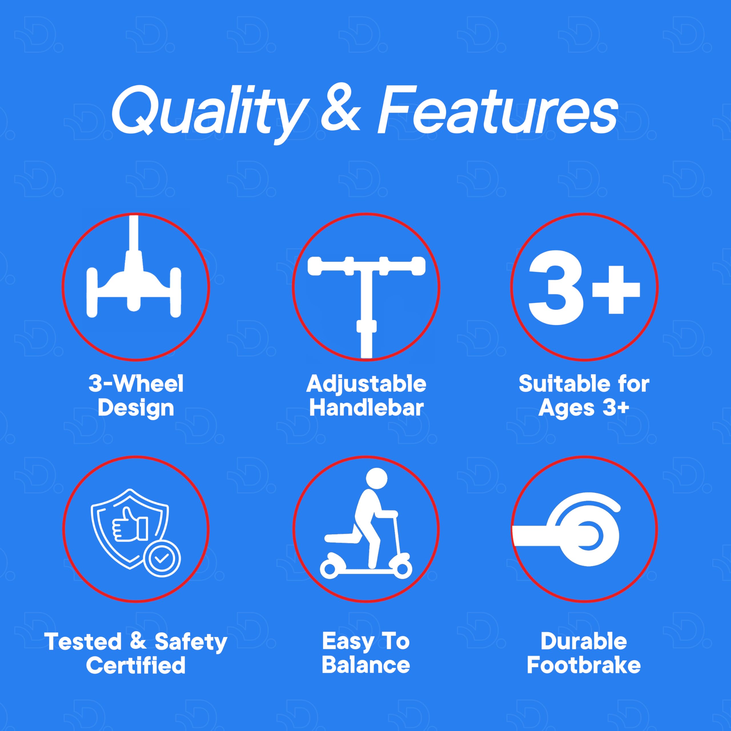 Dribbl 3-Wheel Kids Scooter - Lean-to-Steer Technology, Adjustable Height Handlebar, Anti-Slip Deck, Scooter for Boys & Girls Ag