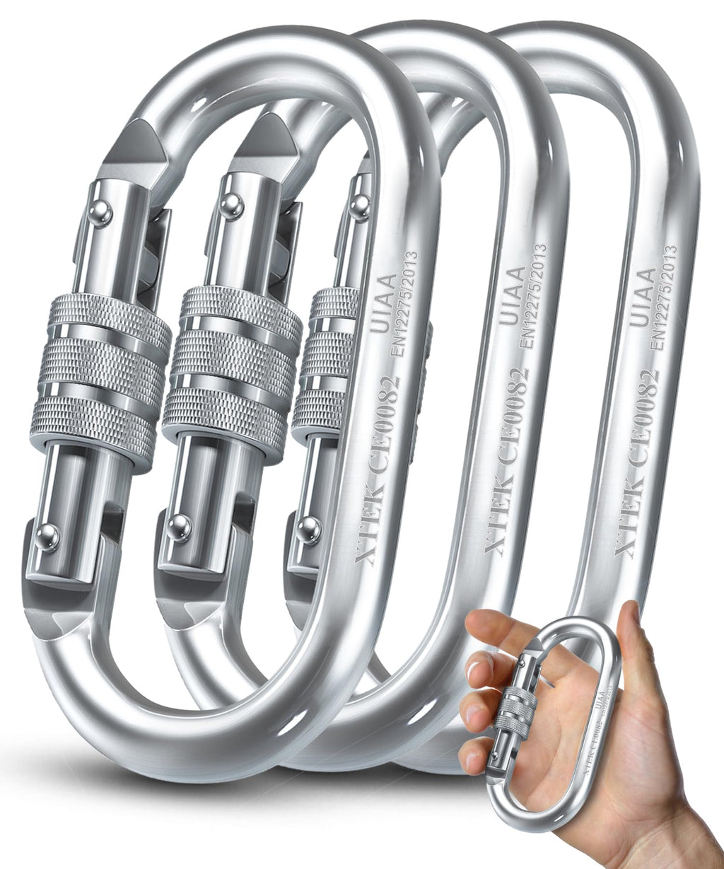 Climbing Carabiner - Uiaa & Ce Rated 25 Kn 5620 Lb - Heavy Duty Rugged Terrain Locking Carabiner Clip - Industrial Strength Cara