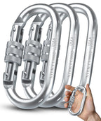 Climbing Carabiner - Uiaa & Ce Rated 25 Kn 5620 Lb - Heavy Duty Rugged Terrain Locking Carabiner Clip - Industrial Strength Cara