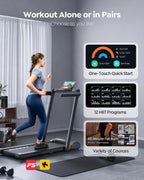 Acezoe 2 In 1 Folding Treadmills For Home Small Office, 2.5Hp Walking Pad Treadmill With Handle Bar, 300Lbs Capacity, Copmact Pr
