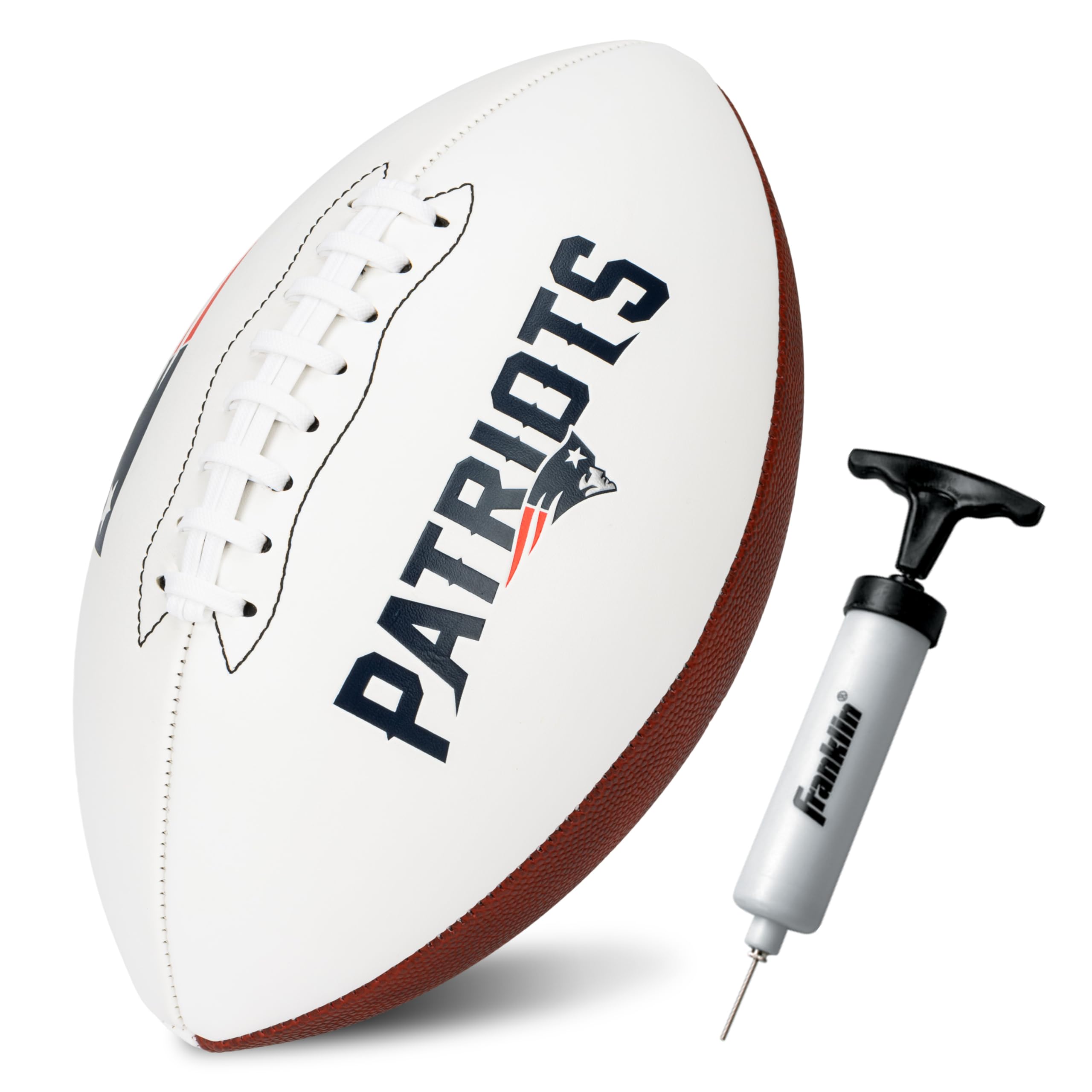 Franklin Sports Nfl New England Patriots Autograph Football - Official Size White Panel Souvenir Football For Autographs + Signa