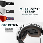 Wiston Ski Goggles - Otg Snow/Snowboard Goggles For Men, Women & Youth - 100% Uv Protection (White Frame/Pink Purple Lens)