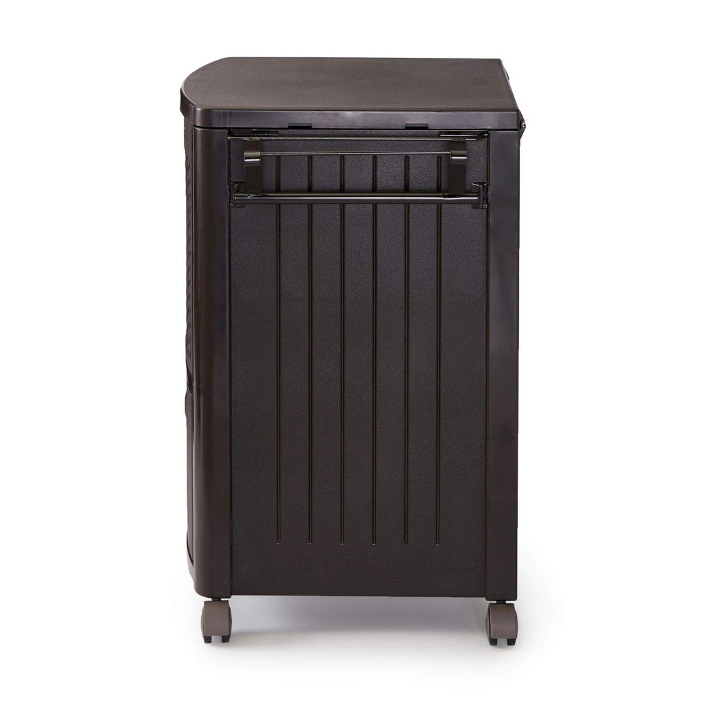 Suncast Patio Garbage Waste Trash Can Bundled W/ Patio Cooler W/ Cabinet & Wire Basket