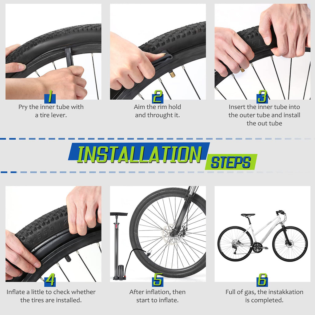 26 Inch Bike Inner Tube Fit 26'' X 1.75-2.125, Bicycle Tube 4 Pack Schrader Valve With 2 Tire Levers, Inner Tube Bicycle Upgrade