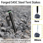 Tent Stakes, 12Pcs 10In Heavy Duty Forged Steel Tent Stakes +Storage Pouch, Metal Tent Stakes, Metal Stakes For Tent Used On Roc