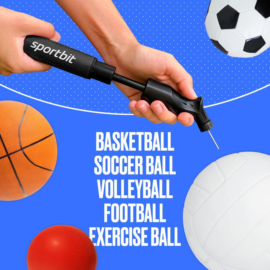 Sportbit Ball Pump With 5 Needles - Push & Pull Inflating System - Great For All Sports Balls - Volleyball Pump, Basketball Infl