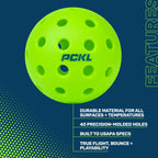 Pckl Optic Speed Pickleball Balls  Indoor & Outdoor  4 Pack Of Balls  Built To Usapa Specifications (Outdoor Neon Green)