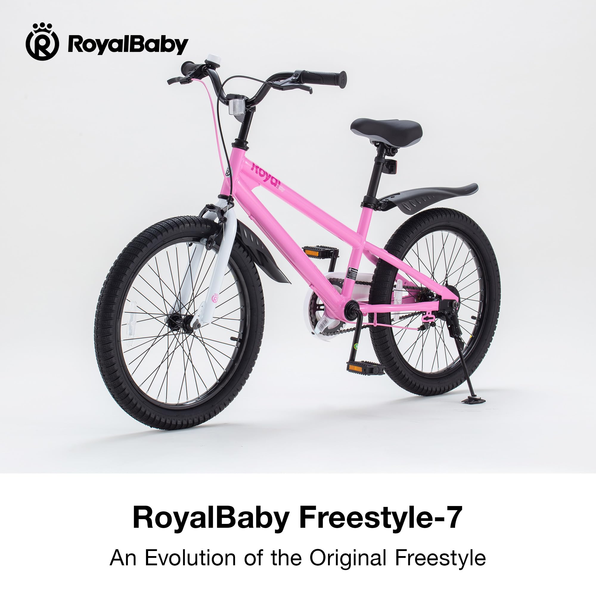 RoyalBaby Freestyle 7 Kids Bike 20 Inch Wheel Teens Bicycle Girls Ages 6-10 Years, Kickstand and Water Bottle Included, Pink