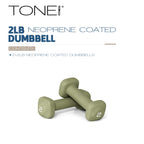 Tone Fitness 2 lb Neoprene Dumbbell Pair for Home Workouts - Non-Slip Design - Green