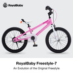 RoyalBaby Freestyle 7 Kids Bike 18 Inch Wheel Bicycle Beginners Girls Ages 5-8 Years, Kickstand and Water Bottle Included, Pink