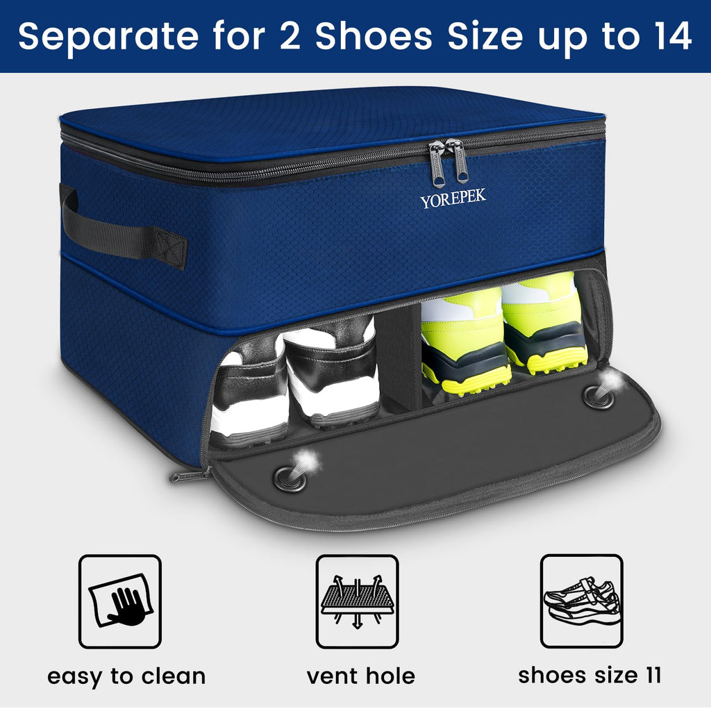 Large 2 Layer Golf Trunk Organizer For 2 Size14 Pair Shoes, Waterproof Car Golf Locker With Separate Ventilated Compartment, Stu