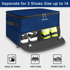 Large 2 Layer Golf Trunk Organizer For 2 Size14 Pair Shoes, Waterproof Car Golf Locker With Separate Ventilated Compartment, Stu