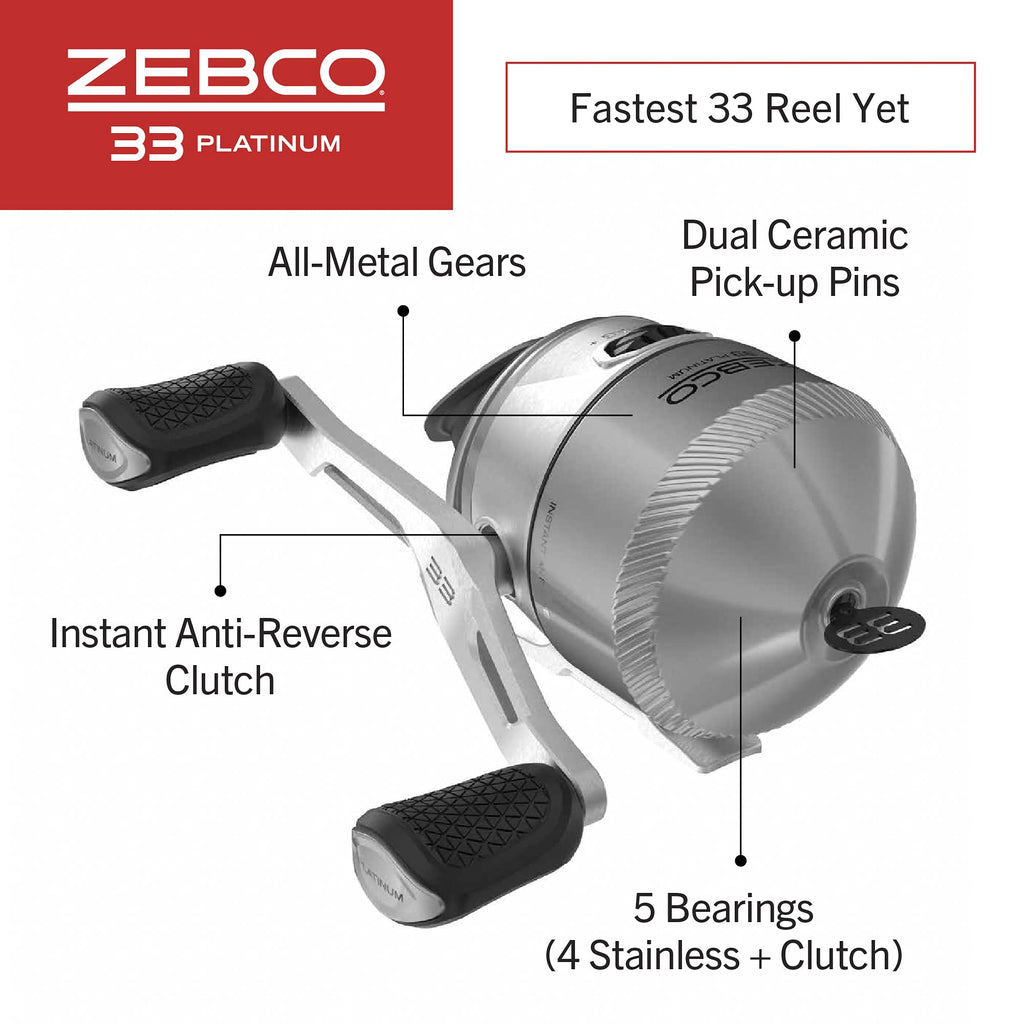 Zebco 33 Platinum Spincast Reel And Fishing Rod Combo, 6-Foot 2-Piece Im6 Graphite Rod With Comfortable Eva Handle, Instant Anti