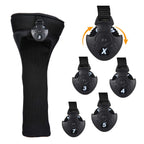 Black Golf Club Head Cover For Driver Fairway 3 Pcs Woods Headcovers, Golf Accessories Hybrid Head Covers Set With Interchangeab
