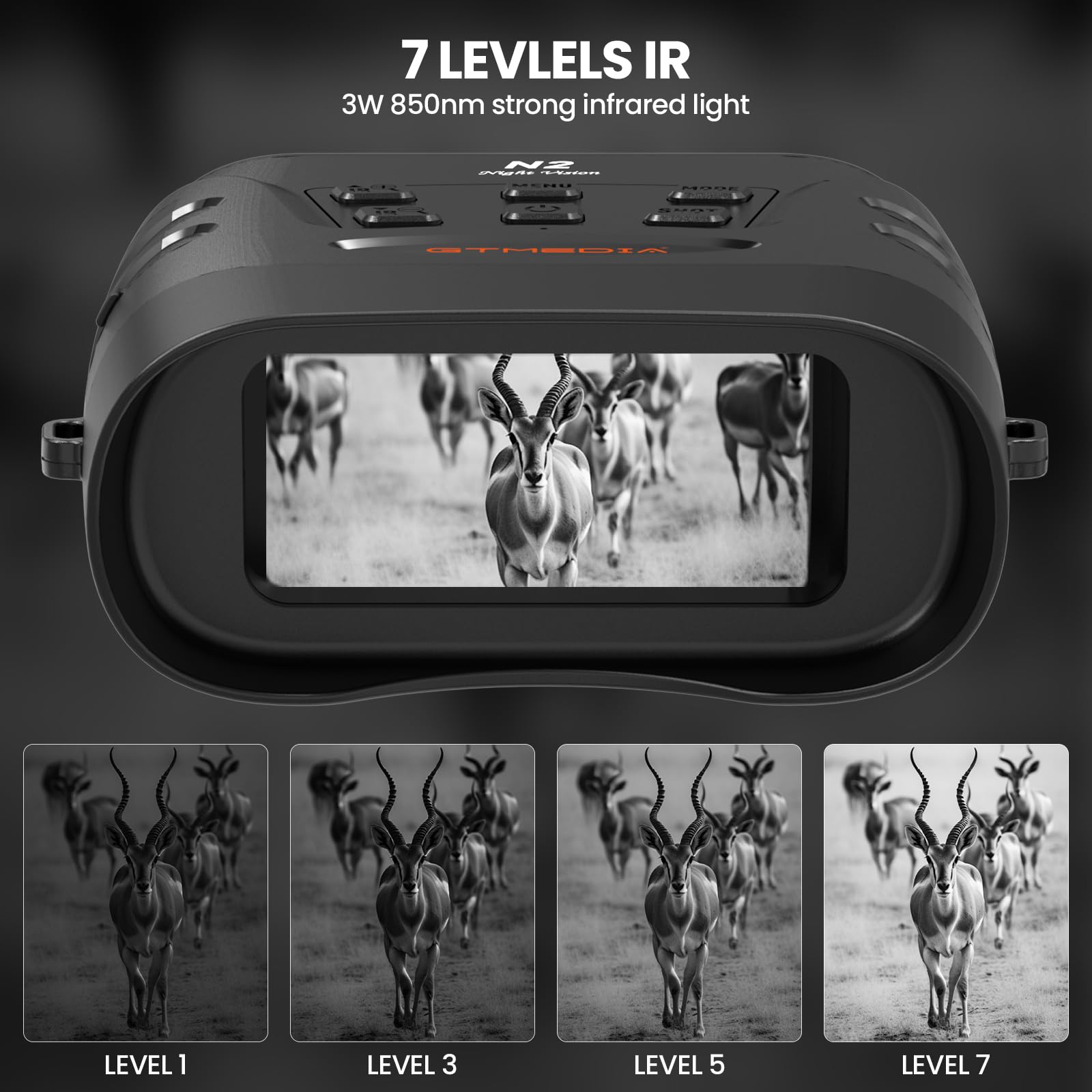 Night Vision Goggles,4K Infrared Night Vision Binoculars For Viewing In 100% Darkness With Hd Large Screen, 5X Digital Zoom & 7