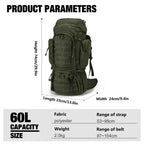 Mardingtop 60L Molle Hiking Internal Frame Backpacks With Rain Cover For Camping,Backpacking,Travelling(Army Green)