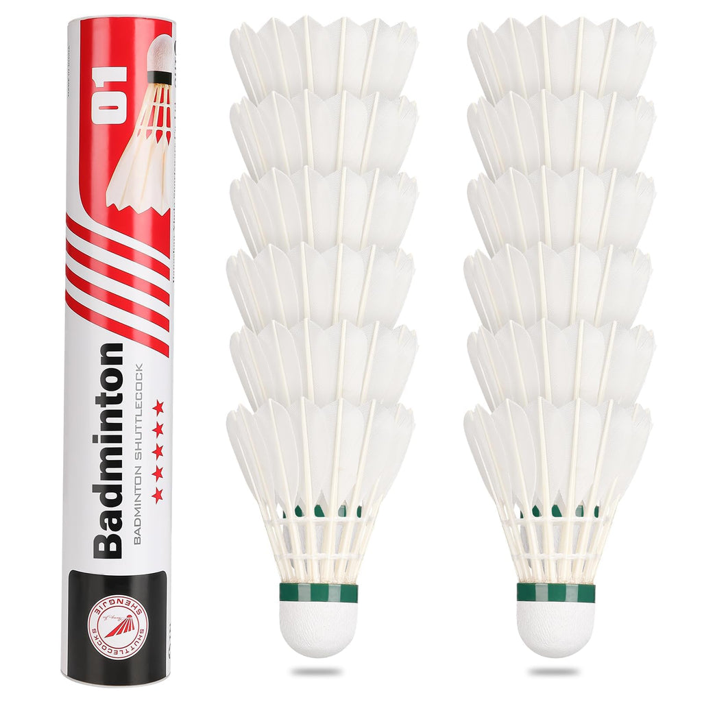 Philonext Goose Feather Badminton Shuttlecocks Birdies, 12 Pack Hight Speed Training Badminton Balls With Great Stability For In
