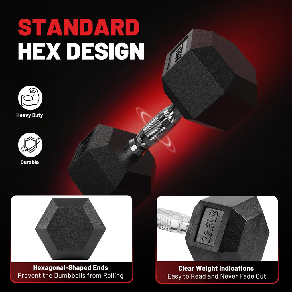 Papababe Dumbbell Set Rubber Encased Hex Dumbbell Free Weights Dumbbells Set Home Weight Set- 60 Lb Set (Pair Of 5 10 15 Lb With