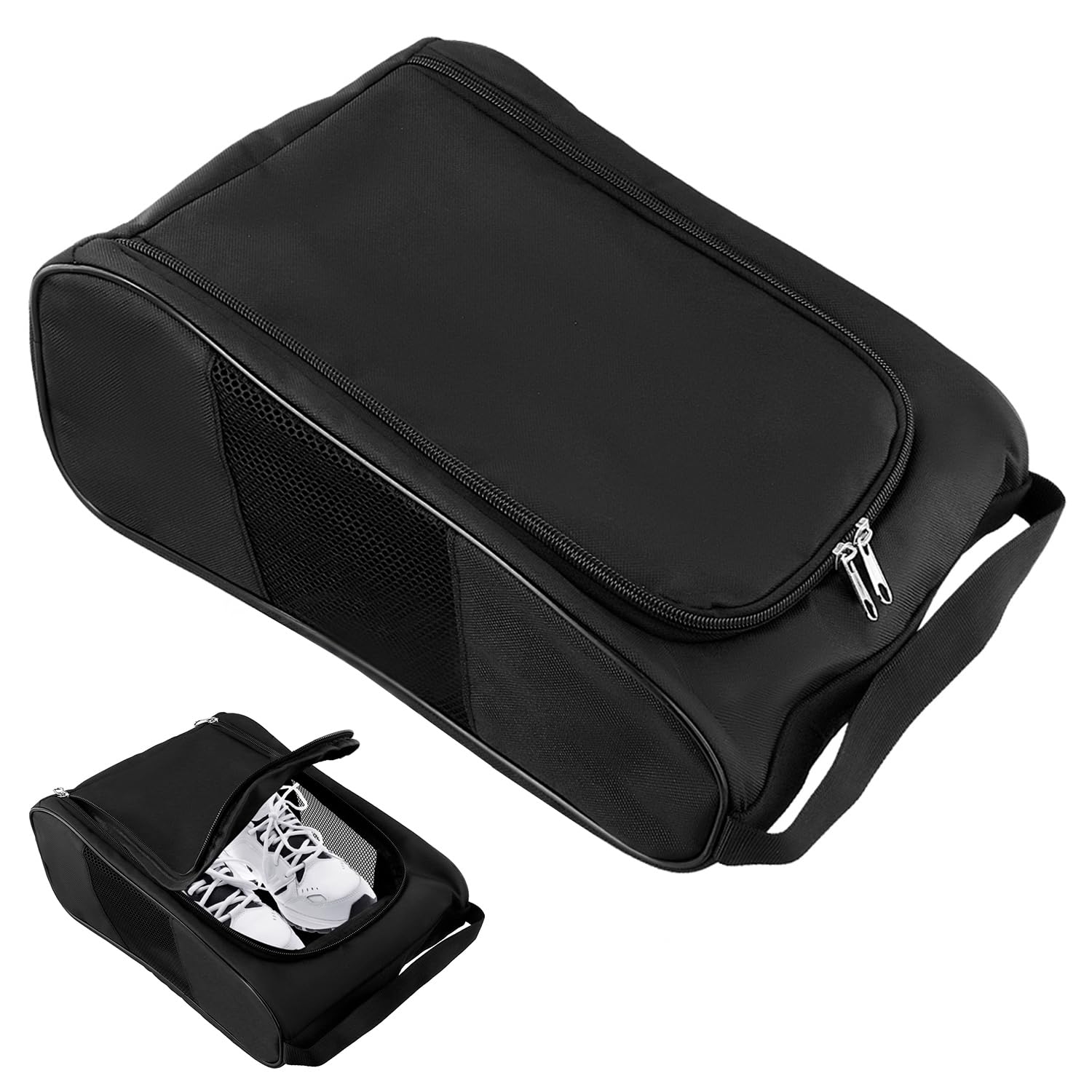 QWORK Golf Shoe Bag for Travel, Outdoor Zippered Shoe Carrier, Compatible with Various Shoe Sizes, Sport Shoes Bag Travel Shoe B
