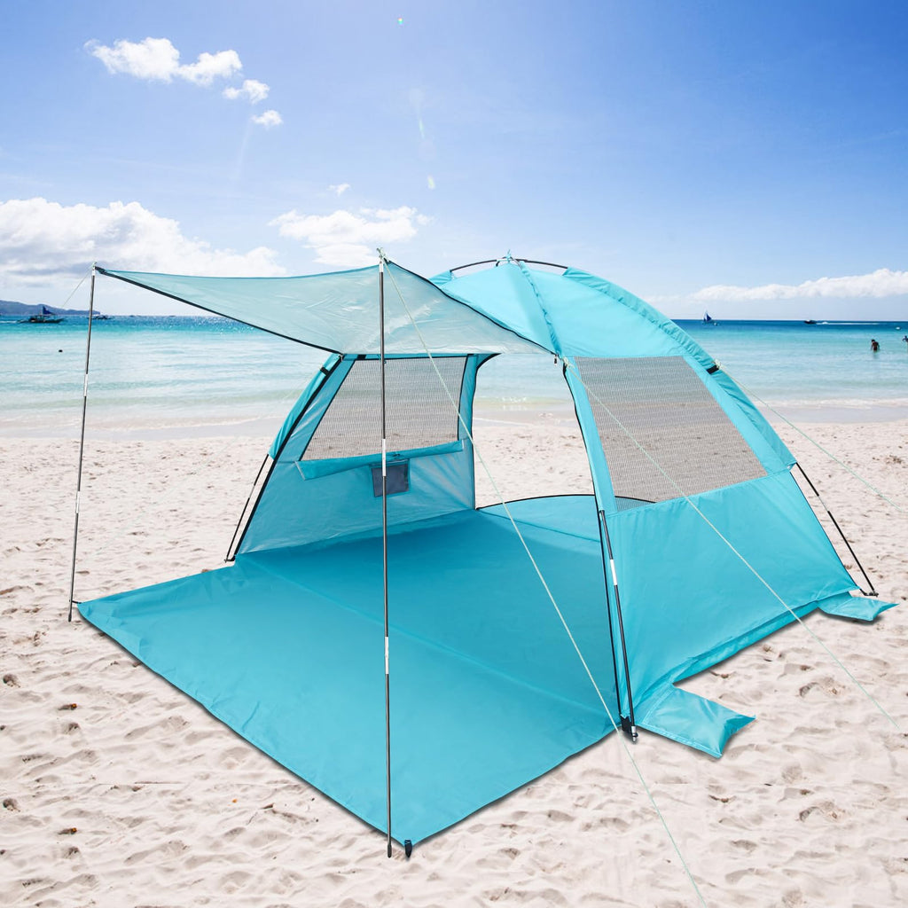 Dlucky Beach Tent For 2/3-4/5 Person,Anti-Uv Portable Sun Shade Shelterupf 50+,Both Sides Extendable Floor,Extendable Awning,Wit