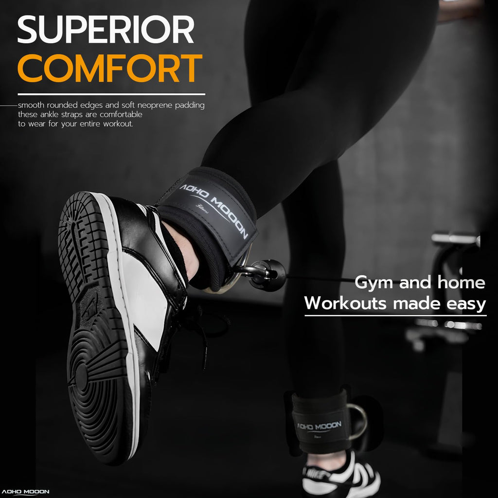 AOHO MOOON Comfortable Adjustable Ankle Straps for Cable Machines Women, Gym Workout Leg Straps, Ankle Cuffs for Glute Workouts,