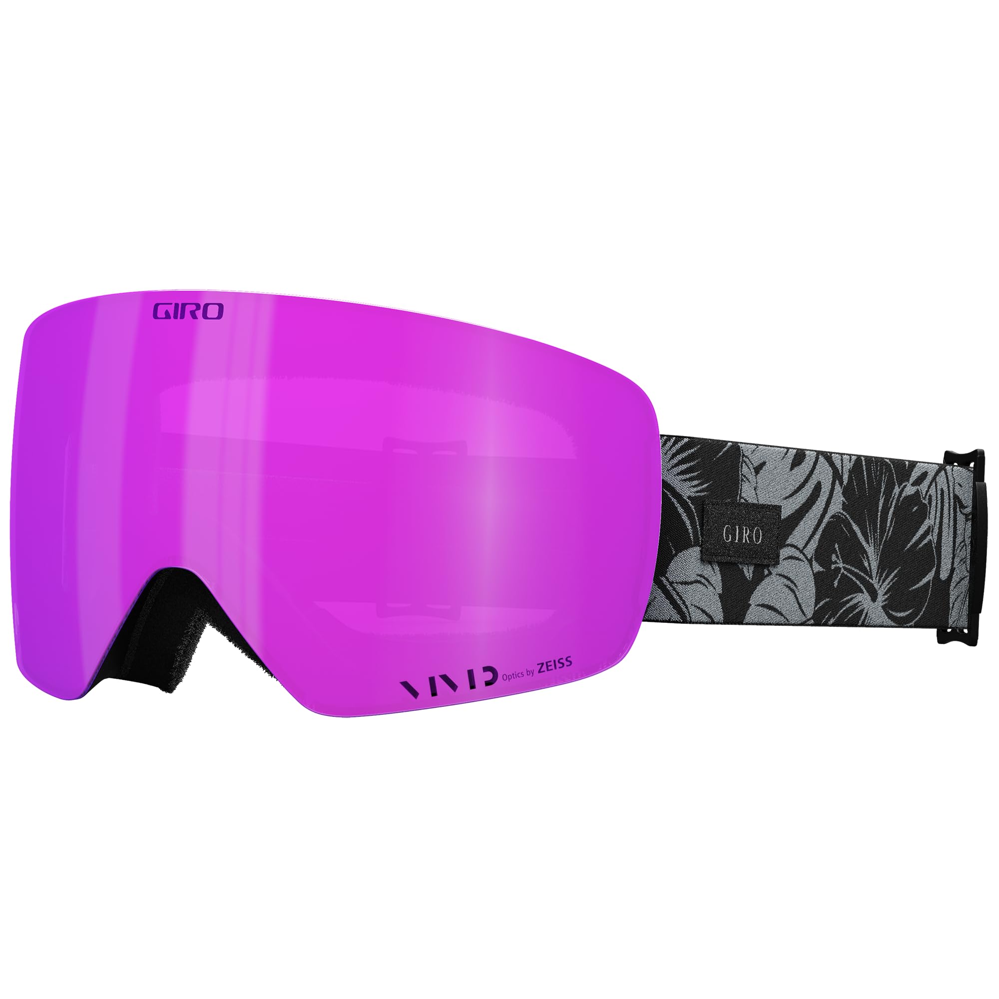 Giro Contour RS Ski Goggles - Snowboard Goggles for Men & Women - Black/Grey Botanical Lux Strap w/VIVID Pink/VIVID Infrared Len
