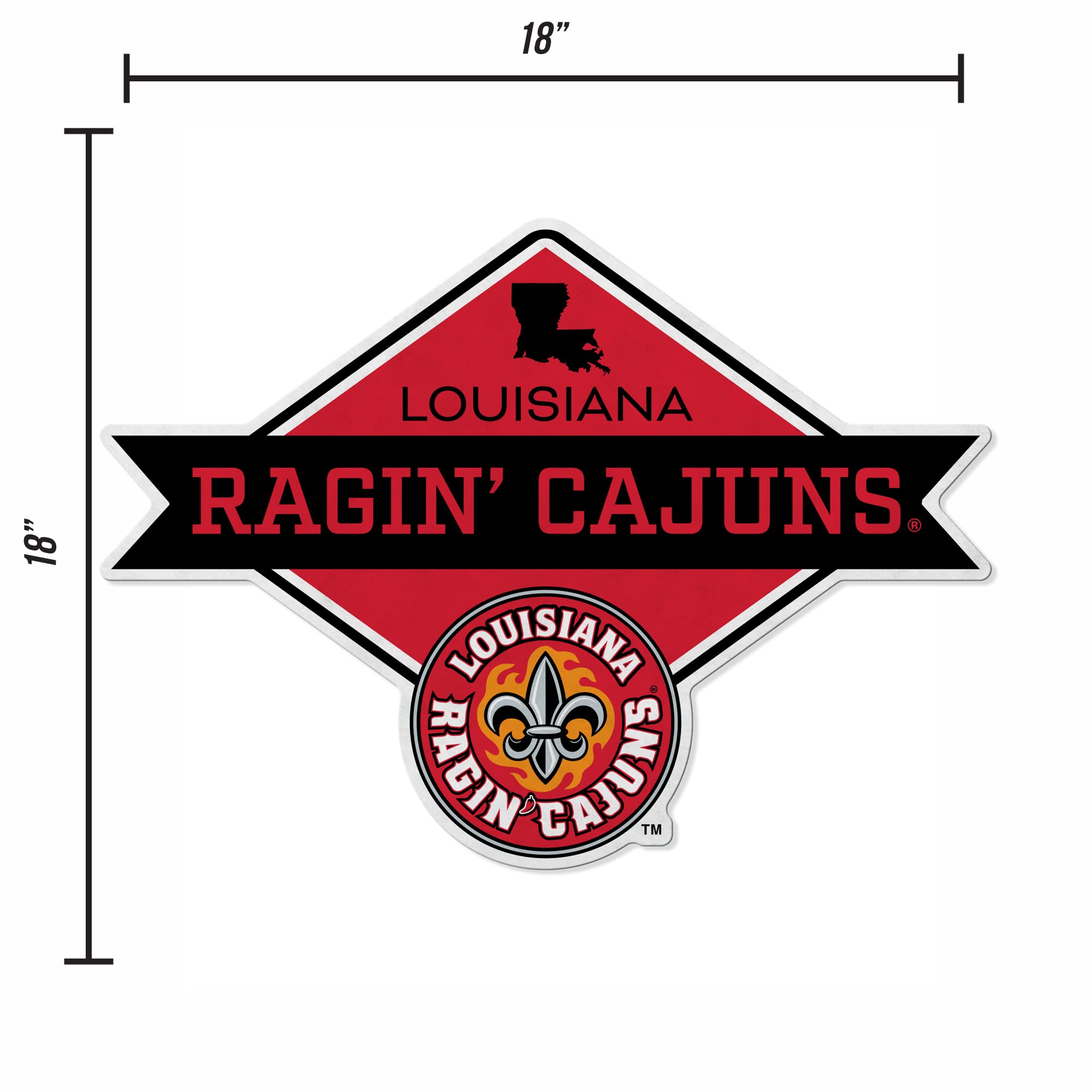 Rico Industries Ncaa Louisiana-Lafayette Ragin Cajuns Diamond Shape Cut Pennant - Home And Living Room D  Cor - Soft Felt Ez To