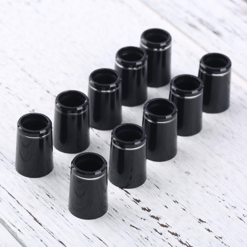 Muxsam 10Pcs .370 Black Golf Tapered Ferrules Compatible For Irons Shaft Universal With Single Silver Ring