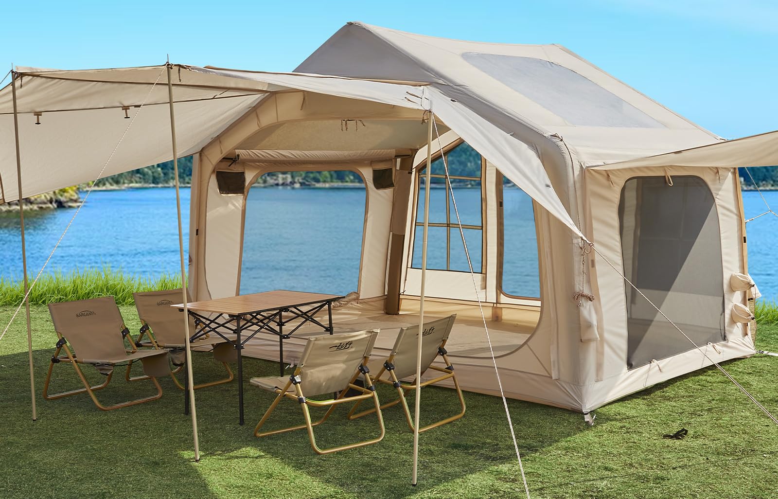 Dancoom 6-8 Person Inflatable Tent For Camping, 96.8 Ft Large Camping Tent Includes Tarps,3000Mm Waterproof Easy Setup Glamping