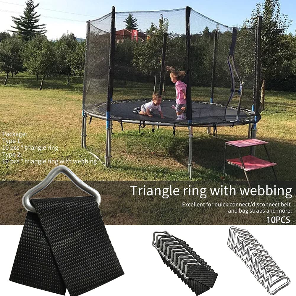 Trampoline Triangle Buckle, 10Pcs Triangle Rings Buckle V-Rings, High Strength Erosion Resistance Metal Triangle Ring Buckle For