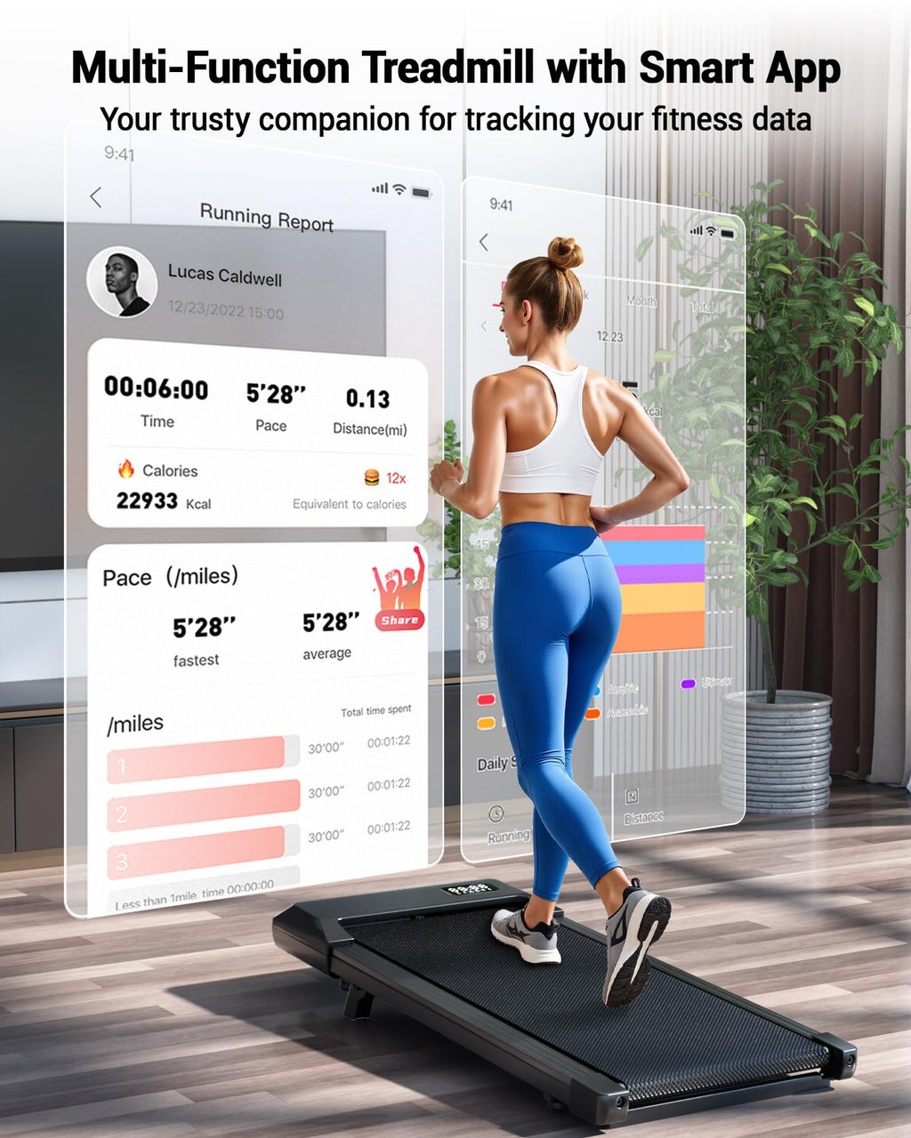 Deerrun Walking Pad 2 In 1 Under Desk Treadmill, 2.5Hp Low Noise Walking Pad Running Jogging Machine With Remote Control For Hom