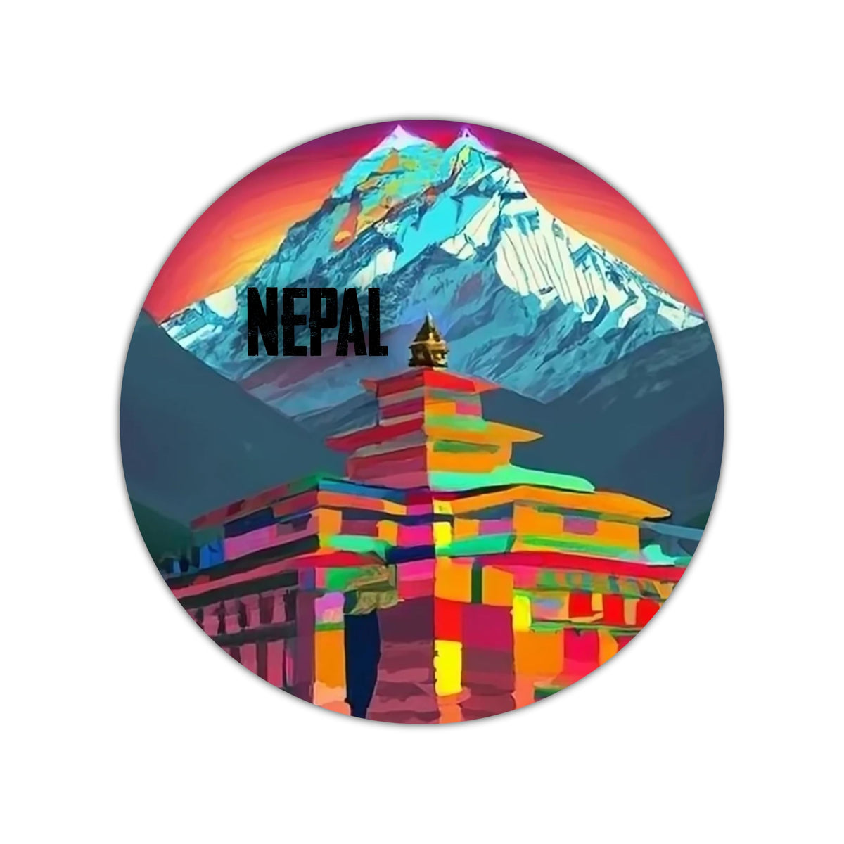 BIRDS MIND Nepal Round Fridge Magnet for Office|Door|Home|Kitchen and Refrigerator|Door Decor Multicolor Wooden Travel Souvenir