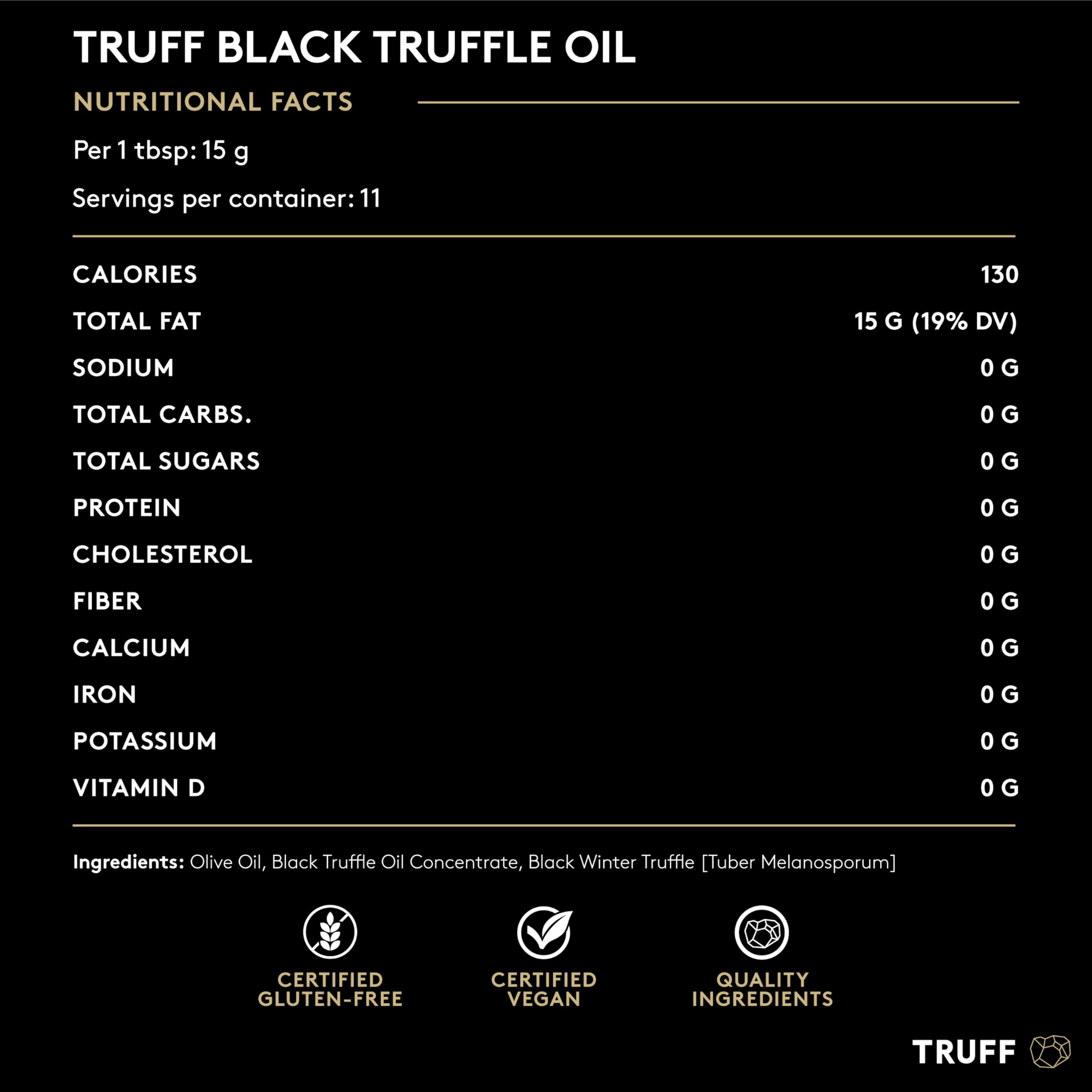 Truff Black Truffle Oil - Black Truffle Infused Olive Oil - Gourmet Dressing, Seasoning, Marinade, Or Drizzle, Non-Gmo, Gluten-F