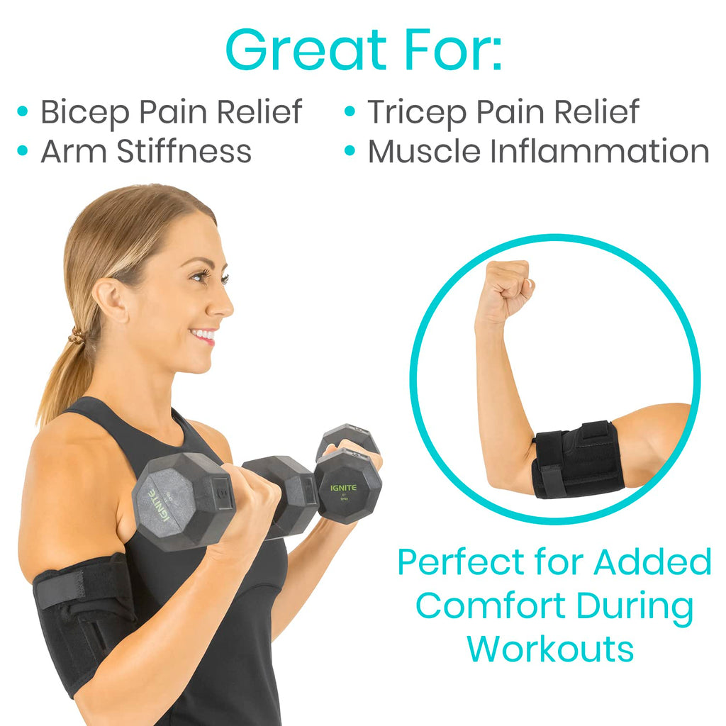 Vive Bicep Brace Compression Sleeve For Tendonitis - Upper Arm Tricep  Bicep Support Brace For Pain Relief - Comfortable, Lightw