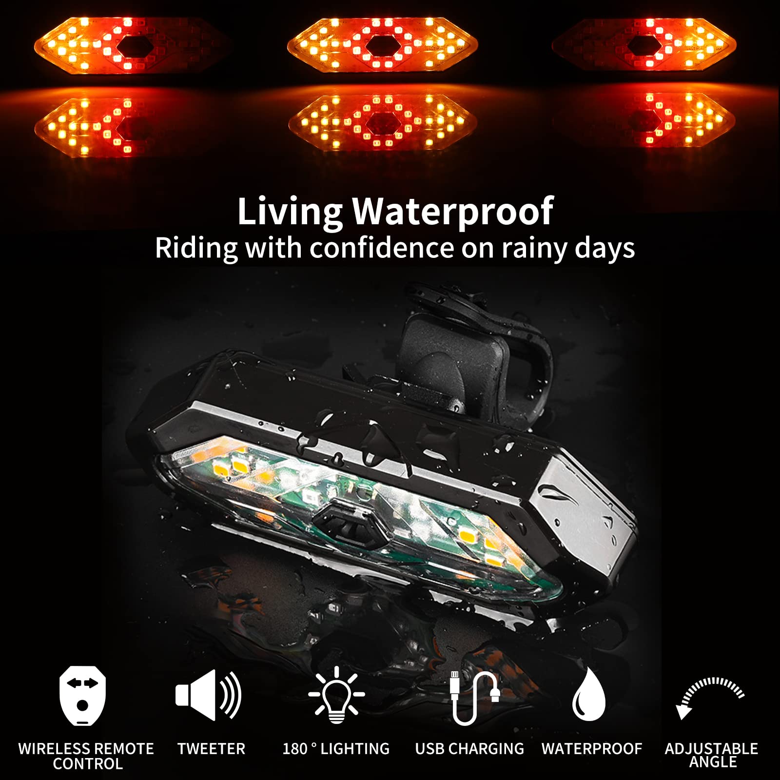 Ruishika E Scooter Turn Signal,Scooter Bike Turn Signal/Blinker/Tail Light With Remote Control Compatible With Xiaomi M365/Pro2/